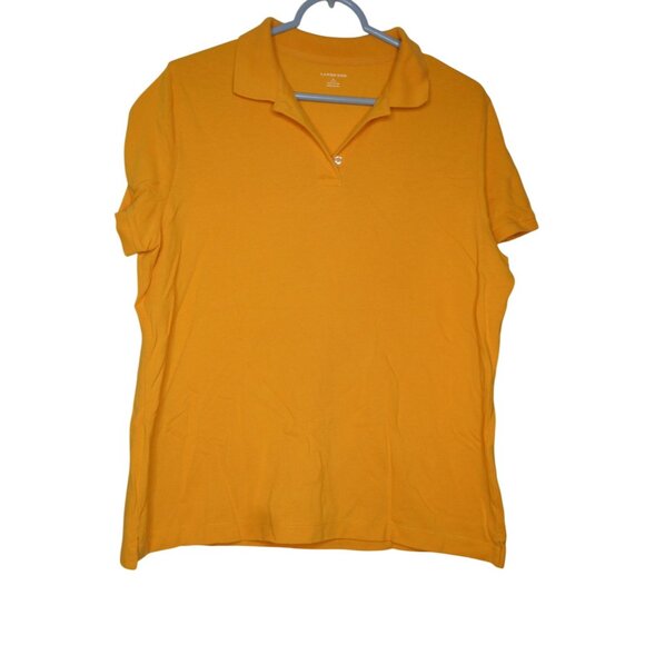 Lands' End Women's Size L orange 100% cotton short sleeve Polo Shirt - Picture 1 of 3